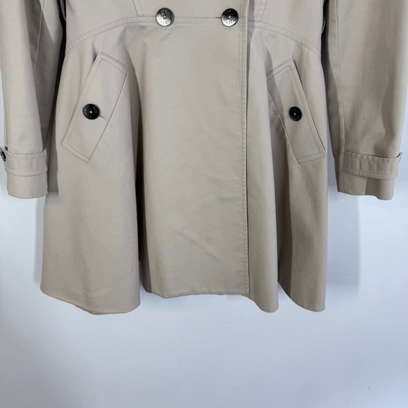 Ted Baker London Beige Trench Coat Size 2 Double Breasted Floral Lined Jacket - Picture 5 of 15